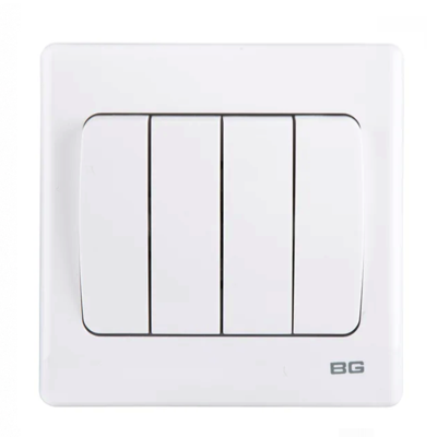 British General Neo Slimline 4 GANG MEGA ROCKER 2-WAY SWITCH PCWH44W